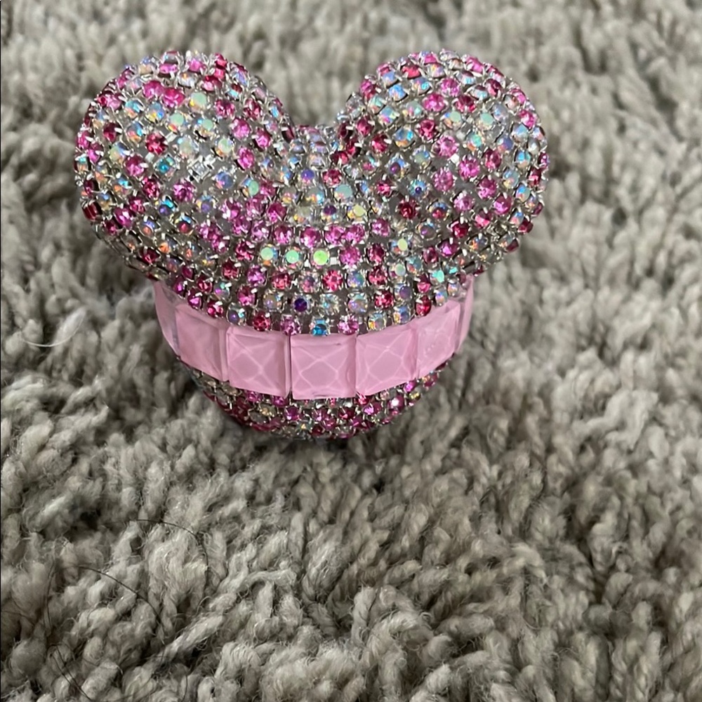 Sparkling Pink and Silver Crystal Mickey shaped car clip with fragrance